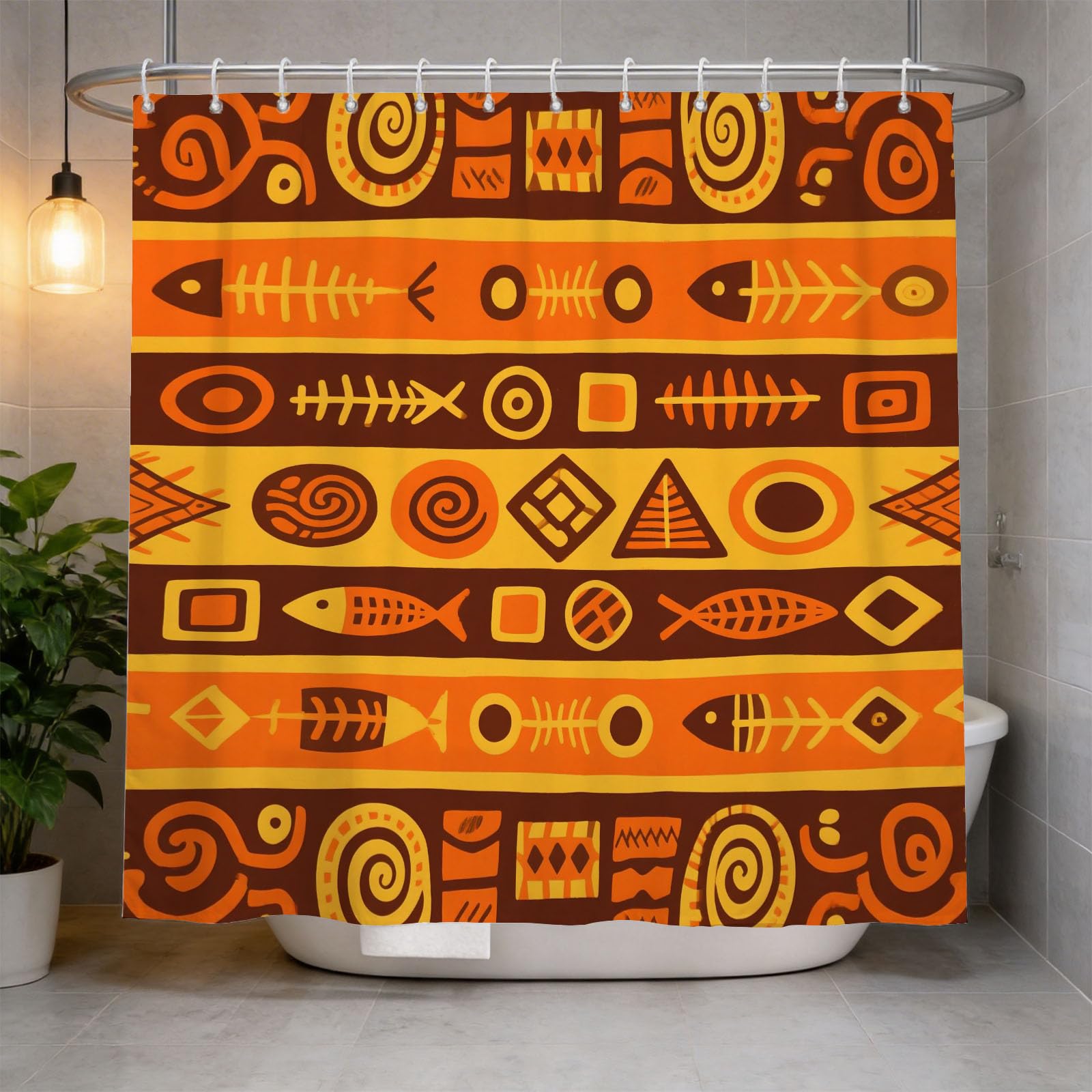 Hongduo 3D Tribal Exotic Shower Curtain for Stalls Bathtubs Chic Bathroom Decor Shower Curtain Set Polyester Fabric Waterproof 180x200cm/71X79 Inch with Hooks