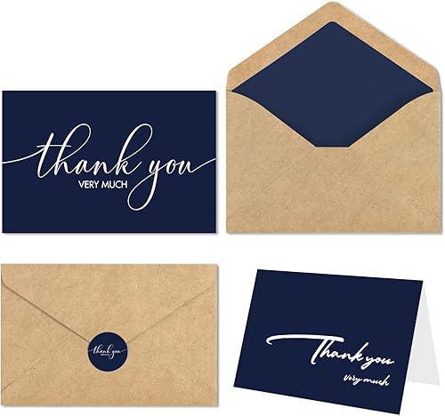 Miniatura 7 de AZAZA Paquete de 96 tarjetas de agradecimiento con sobres de papel kraft y calcomanías, tarjetas grises de 4 x 6 pulgadas, tarjetas de