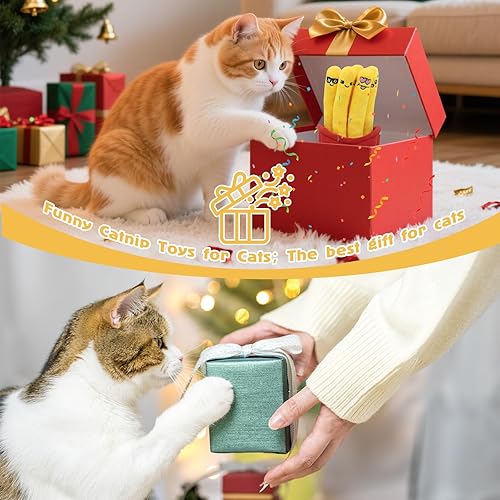 Miniatura 7 de Paquete de 6 juguetes de hierba gatera para gatos, divertidos juguetes para gatos rellenos de hierba gatera orgánica pura, juguetes seguros para