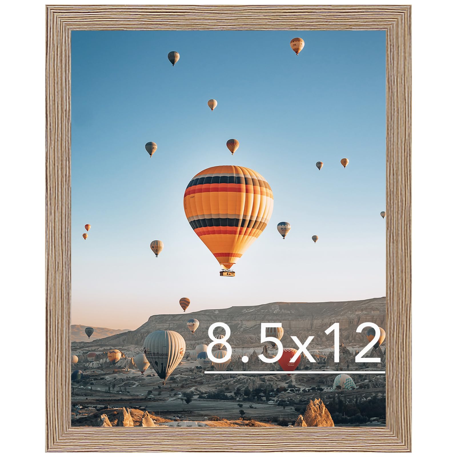 8.5x12 Picture Frame Rustic Brown for Wall Hanging or Tabletop, Wall Mounting Horizontally or Vertically, 8.5 x 12 Wall Gallery Poster Photo Frame with Shatter Resistant Plexiglass, Rustic Brown