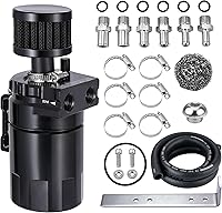 EVIL ENERGY 300ml Baffled Oil Catch Can with Breather Filter & 5FT NBR Hose Kit - Universal PCV Air Oil Separator for Clean Engines