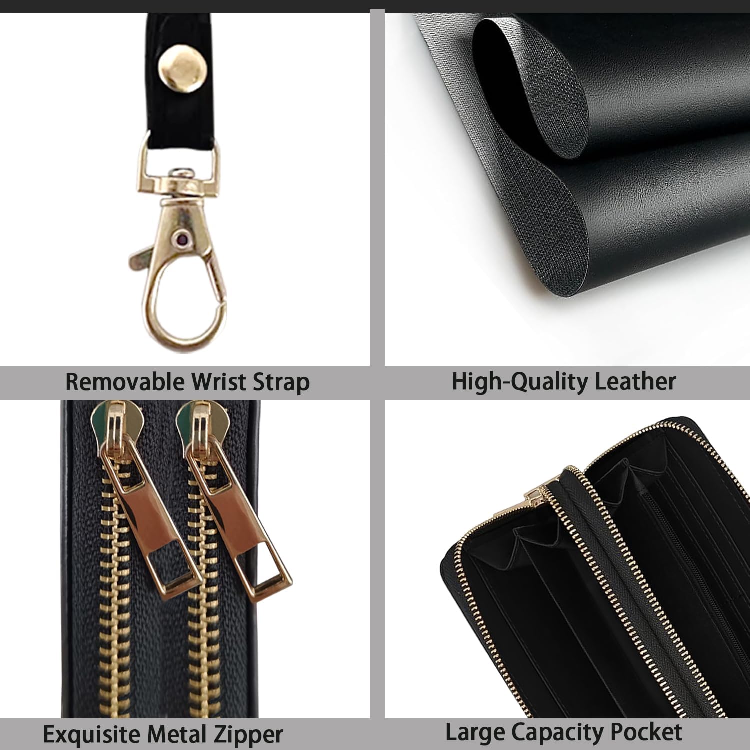 Women Large Capacity Wallet PU Leather Double Zipper Clutch Purse for Smart Phone/Card/Coin/Cash - Image 6