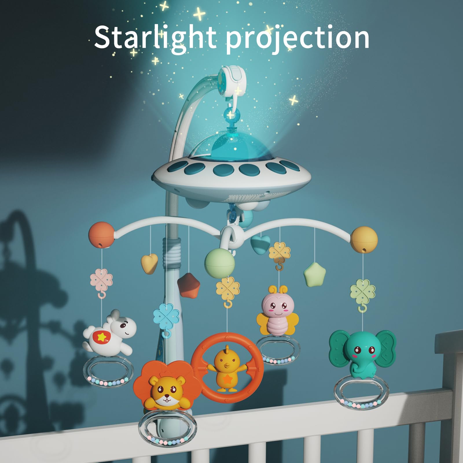 thumbnail image 2 of Buy TUAA Baby Crib Obile,3 In 1 Crib Toys With Reote Control,Projection Night Light, Usic 2 of 12