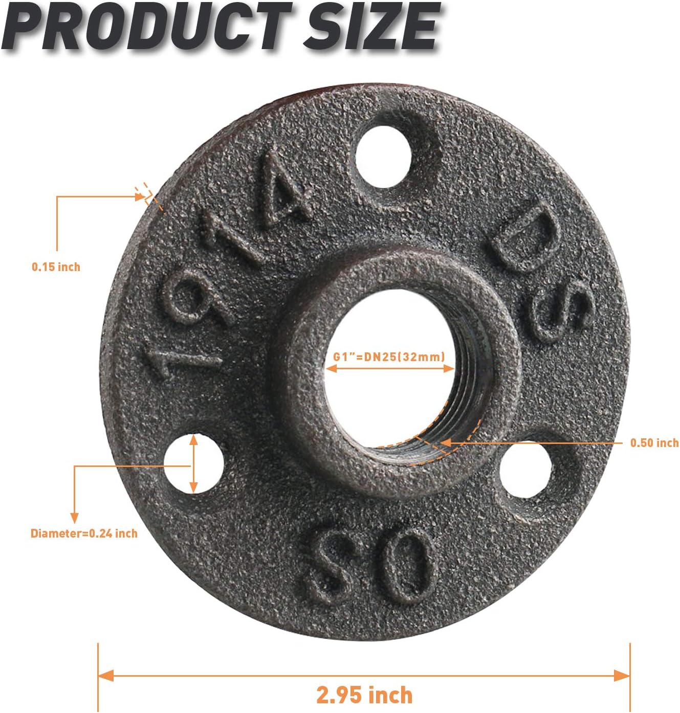 1" Floor Flange, 30 Pack Malleable iron Pipe Flange for Industrial vintage style, Flanges with Threaded Hole for DIY Project/Furniture/Shelving Decoration (30Pack,1")
