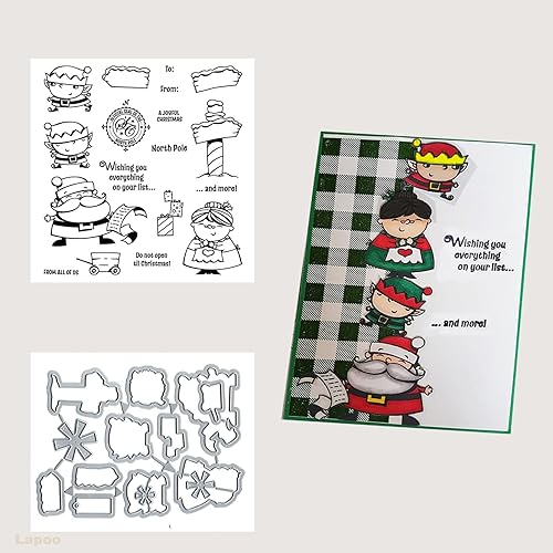 Sellos y troqueles para hacer tarjetas, Papá Noel DIY Scrapbooking manualidades, troqueles de corte de metal, juegos de sellos transparentes,