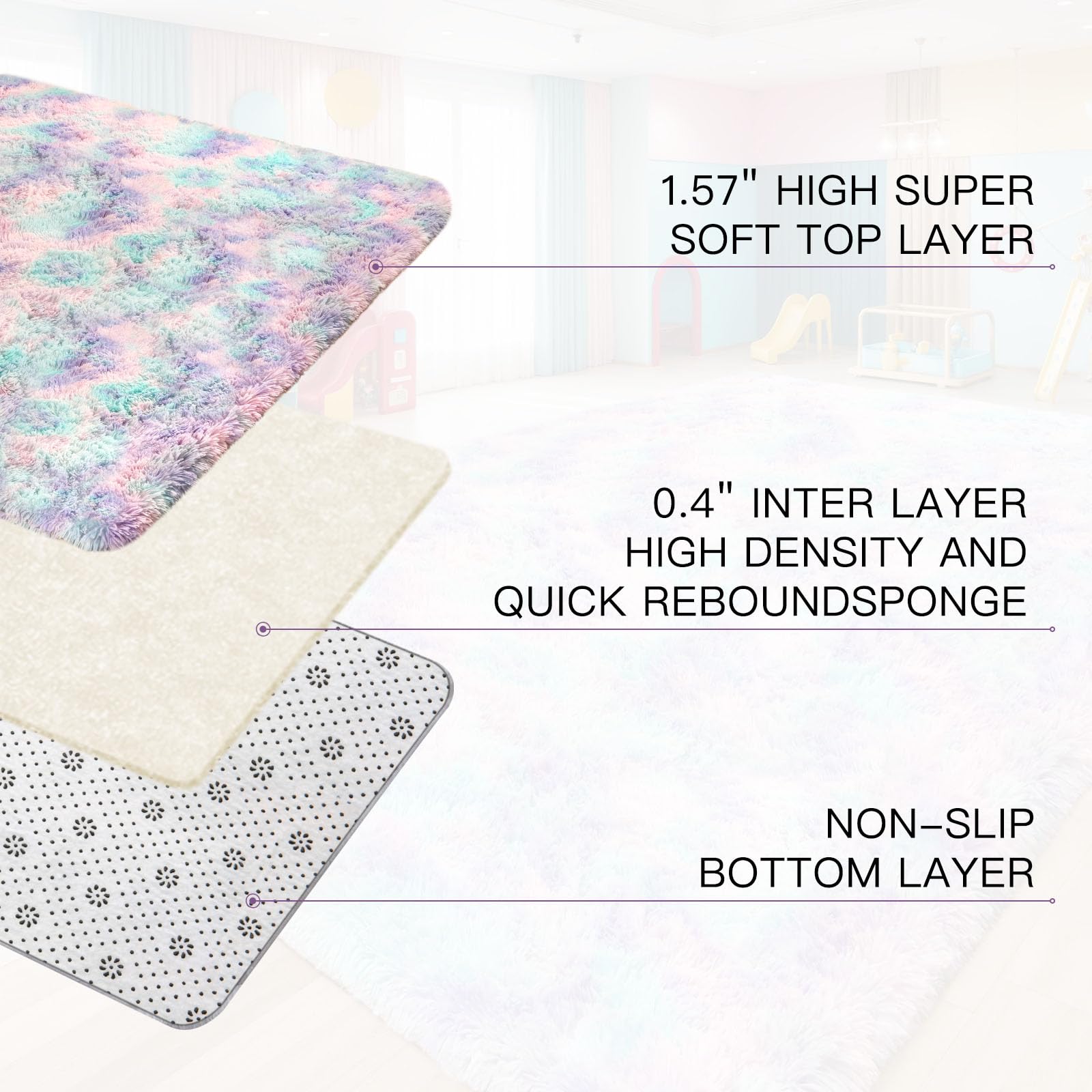 Sour Lemon Teppich, Grau – Flauschig, Rutschfest, 152 X 229 Cm, Maschinenwaschbar Für Wohnzimmer & Schlafzimmer