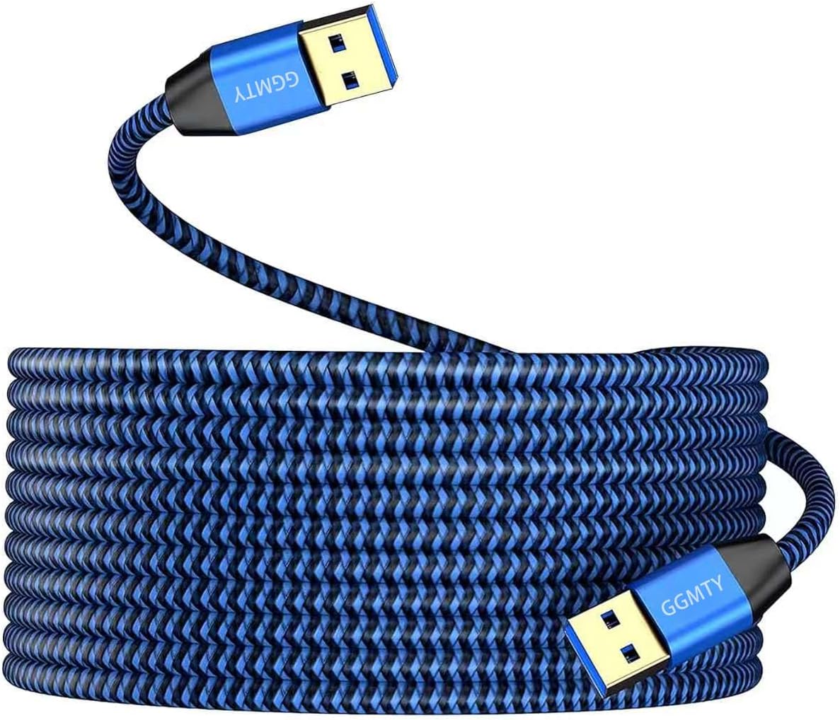 USB to USB Cable 10FT,Durable Braidedfor USB 3.0 Male to Male Type A to Type A Cable Data Transfer Compatible with Hard Drive, Laptop, DVD Player, TV, USB 3.0 Hub, Monitor, Camera, Set Up Box and More