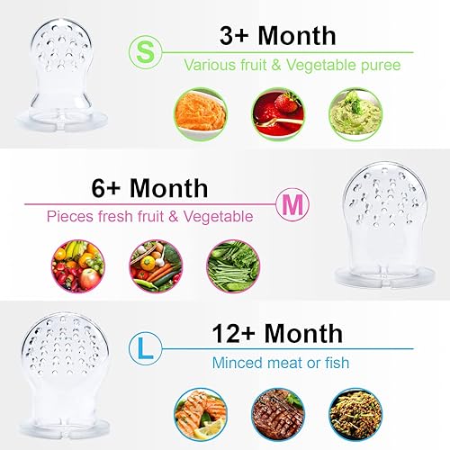 Miniatura 9 de Chupete alimentador de frutas para bebés, paquete de 3, 1 chupete de silicona para bebés y 1 dispensador de cuchara de comida para bebés y 1 cuchara