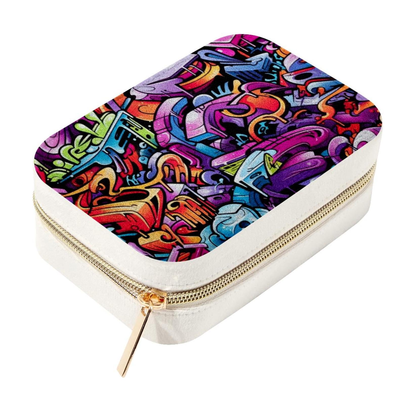 Boîte à bijoux de voyage colorée pour collier, bague et boucle d'oreille - Rangement compact