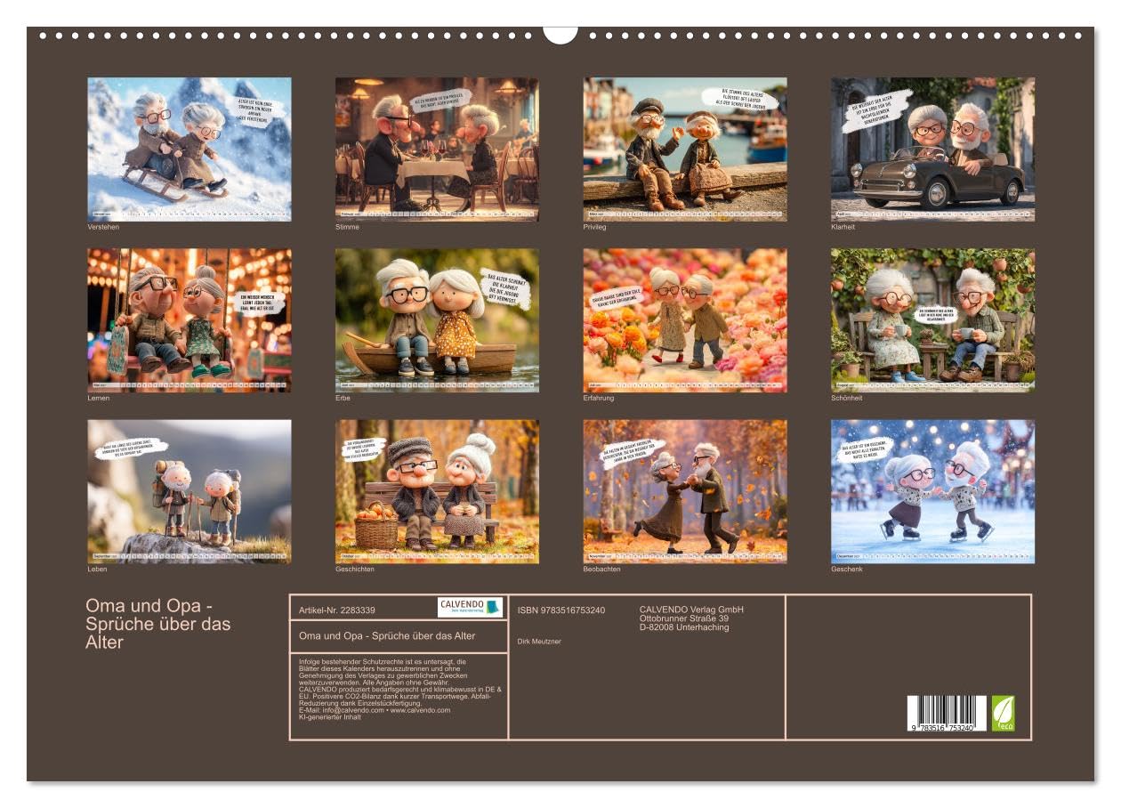 Oma und Opa - Sprüche über das Alter (Wandkalender 2027 DIN A2 quer), CALVENDO Monatskalender: Ein Kalender voller humorvoller Sprüche über das Älterwerden und das Leben. (CALVENDO Menschen)