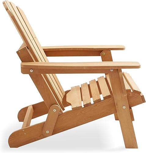 Miniatura 5 de Casafield Silla Adirondack plegable de gran tamaño, madera de cedro para exteriores, para patio, terraza, patio, césped y jardín, parcialmente
