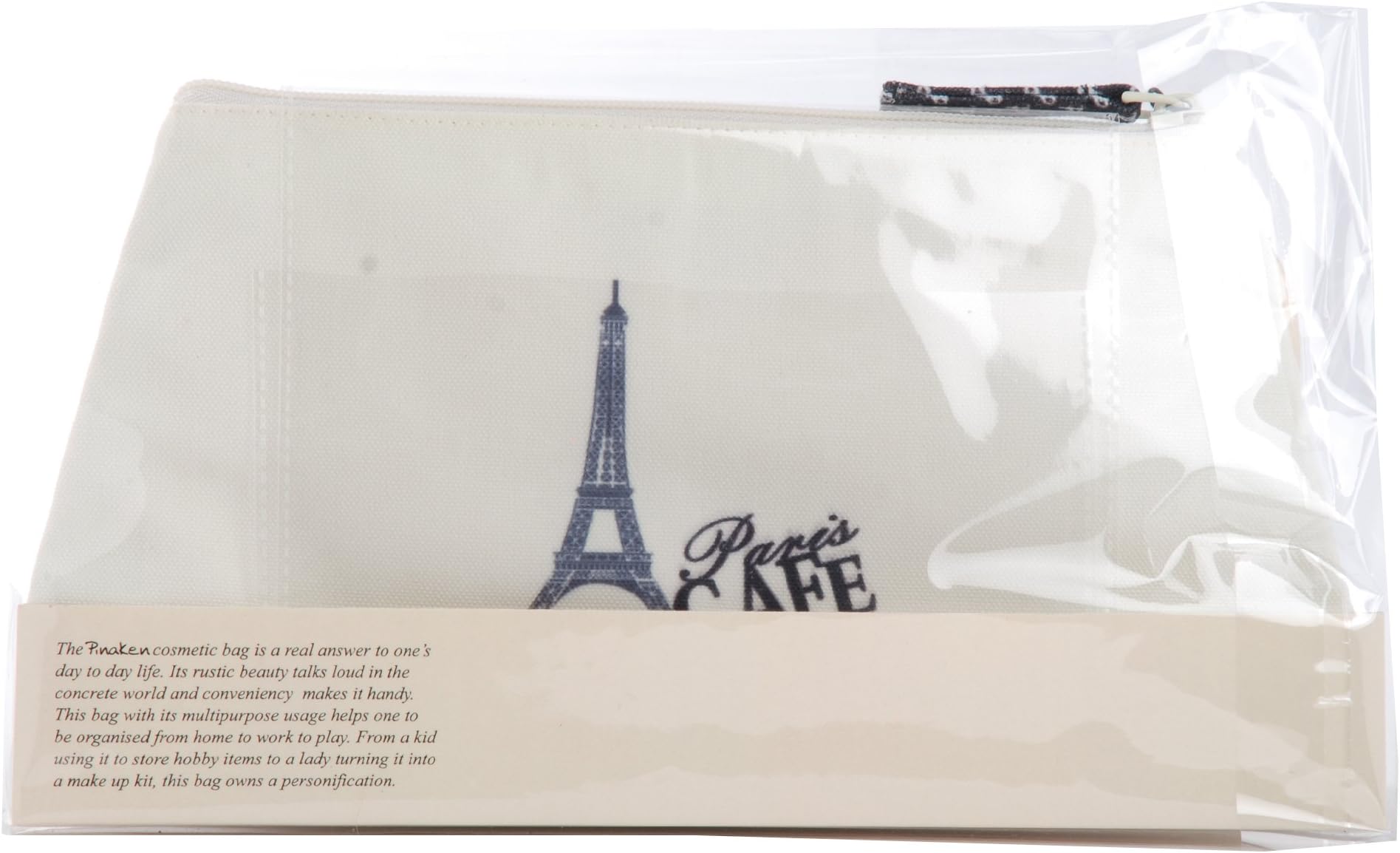 Pinaken Women's Satin Paris Cafe Cosmetic Bags