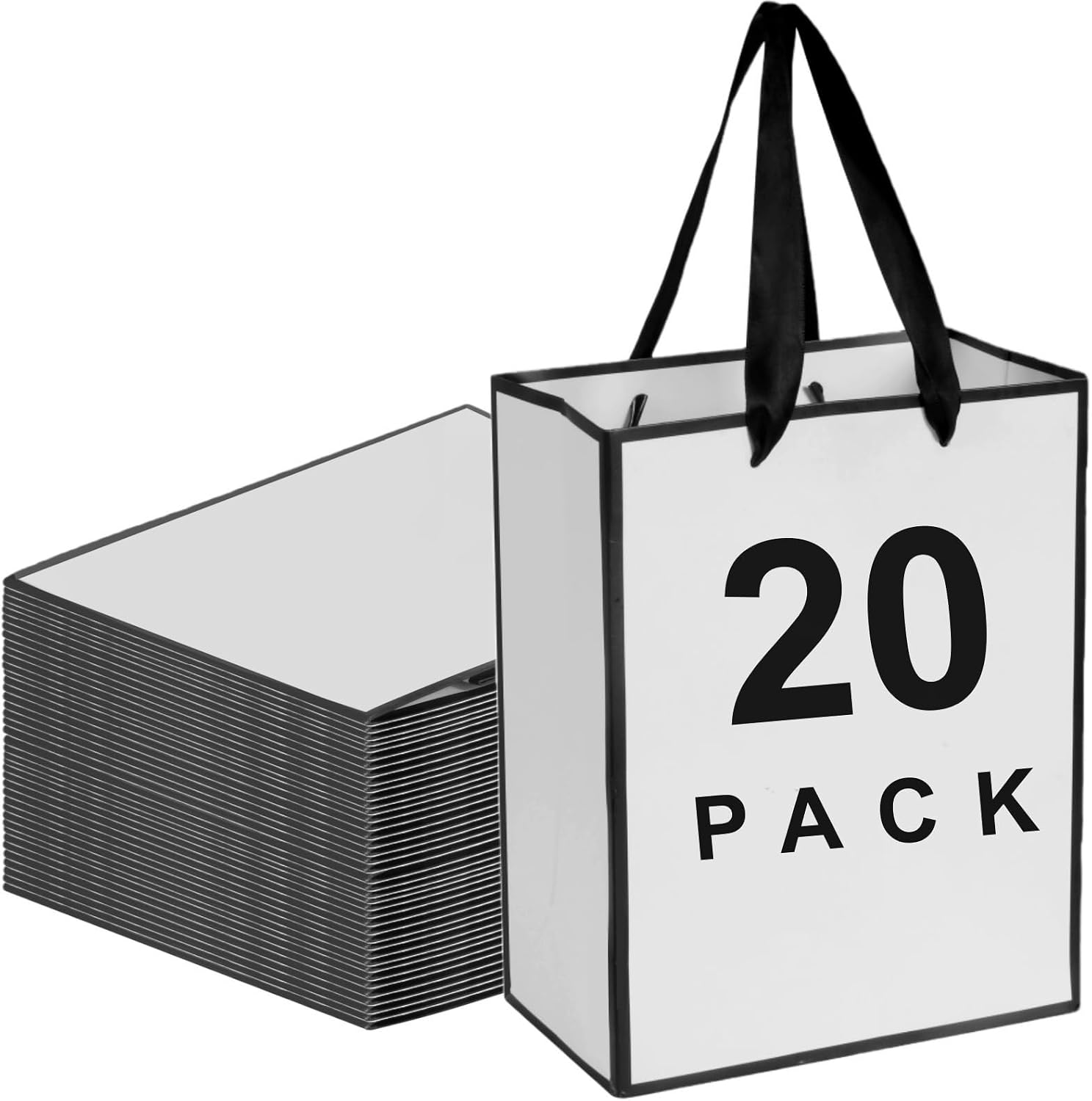TFONSIGI Gift Bags with Ribbon Handles Bulk 20 Pack 9x7x3.9 Inch, Paper Gift Bag Bulk for Women, Men, Retail, Wedding, Party, Favor, Birthday, Shopping, Guest, Hotel
