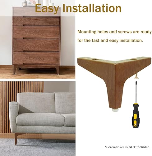 Miniatura 5 de KofarZon Juego de 4 patas para muebles de 4 pulgadas, patas de gabinete para sofá y sofá, patas de tocador de metal moderno, patas de mesa, repuesto