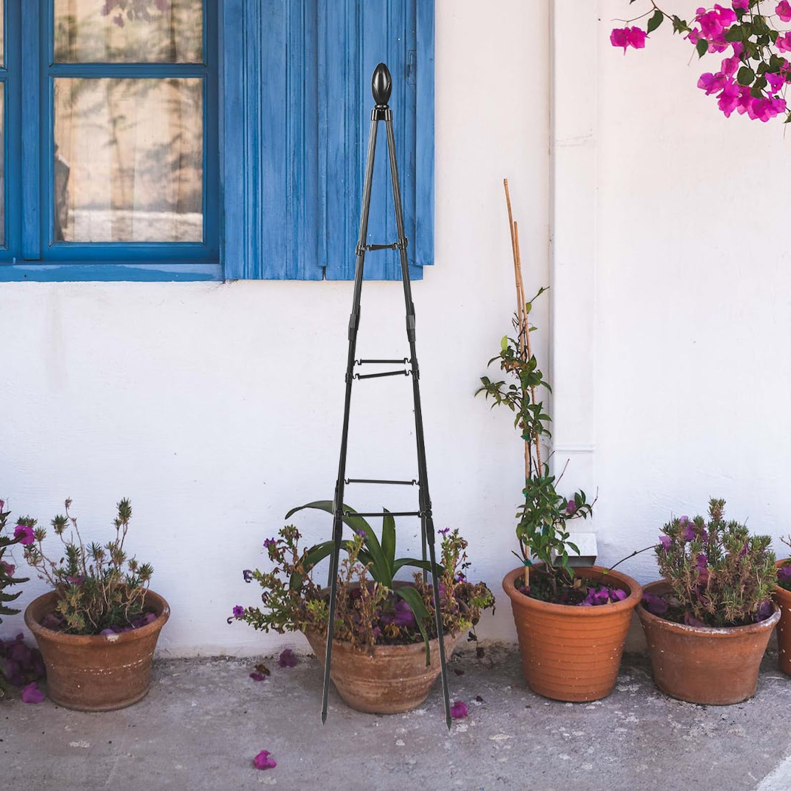 Didiseaon Soporte para Plantas Trepadoras Enrejado Metálico Triangular 120 CM Estructura Reforzada para Jardín y Macetas Soporte para Flores y Pérgolas Uso en Patio y Césped