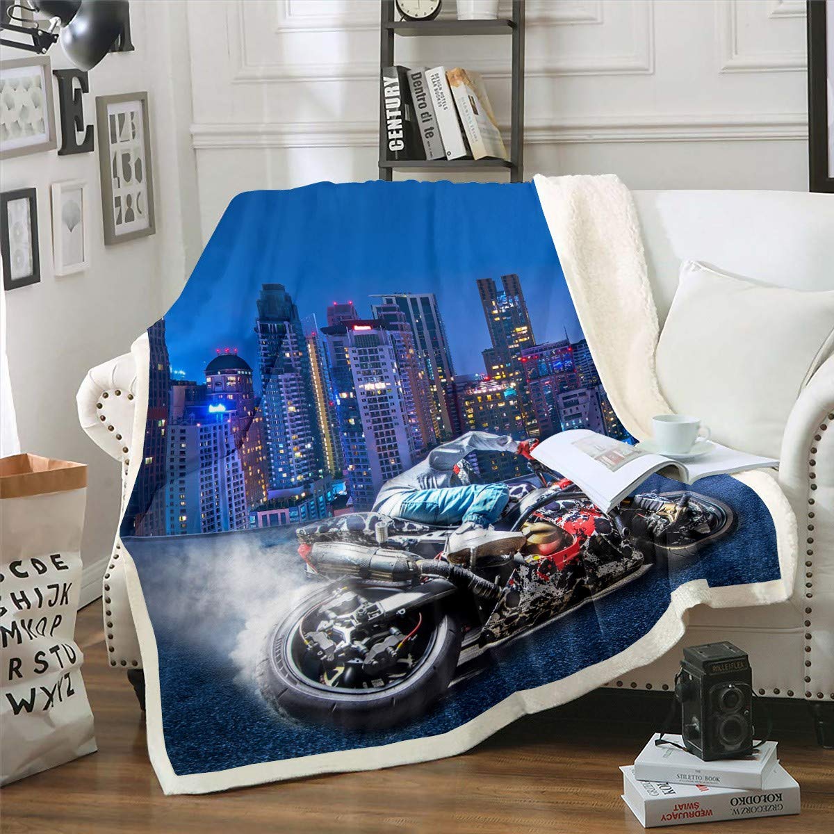 Coperta in pile per motocross Rider con tema sport estremi