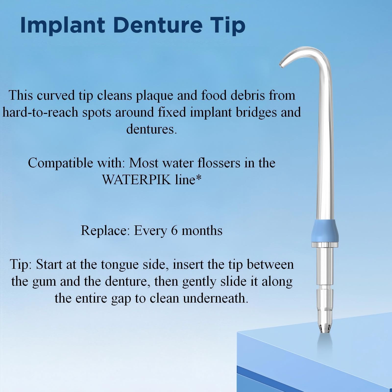 Cabezales de repuesto para Waterpik, púas de repuesto para irrigador dental Water Pik (8 puntas de prótesis dentales de implante + estuche de almacenamiento + paquete de estuche de viaje)