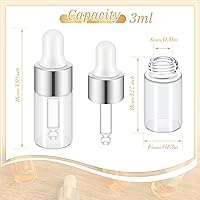Vista 24 de 100 mini botellas de vidrio con gotero de aceite a granel, botellas vacías pequeñas esenciales transparentes, recipientes de muestra, frascos