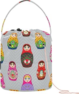 UMIRIKO Colorful Russian Nesting Dolls Yarn Storage Organizer Knitting Bag Portable Yarn Bag with Drawstring for Knitting Accessories 202c1182