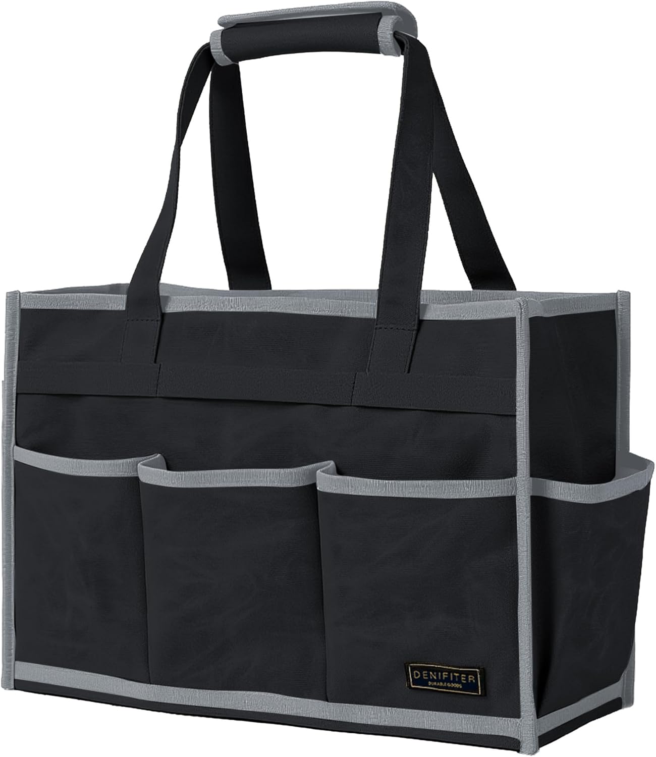 Tool Bag,Tool Pouch with 6 Pockets,Heavy Duty Waxed Canvas Garden Tool Bag Tool Case,16.5 x 7 x 12 Inch & Black