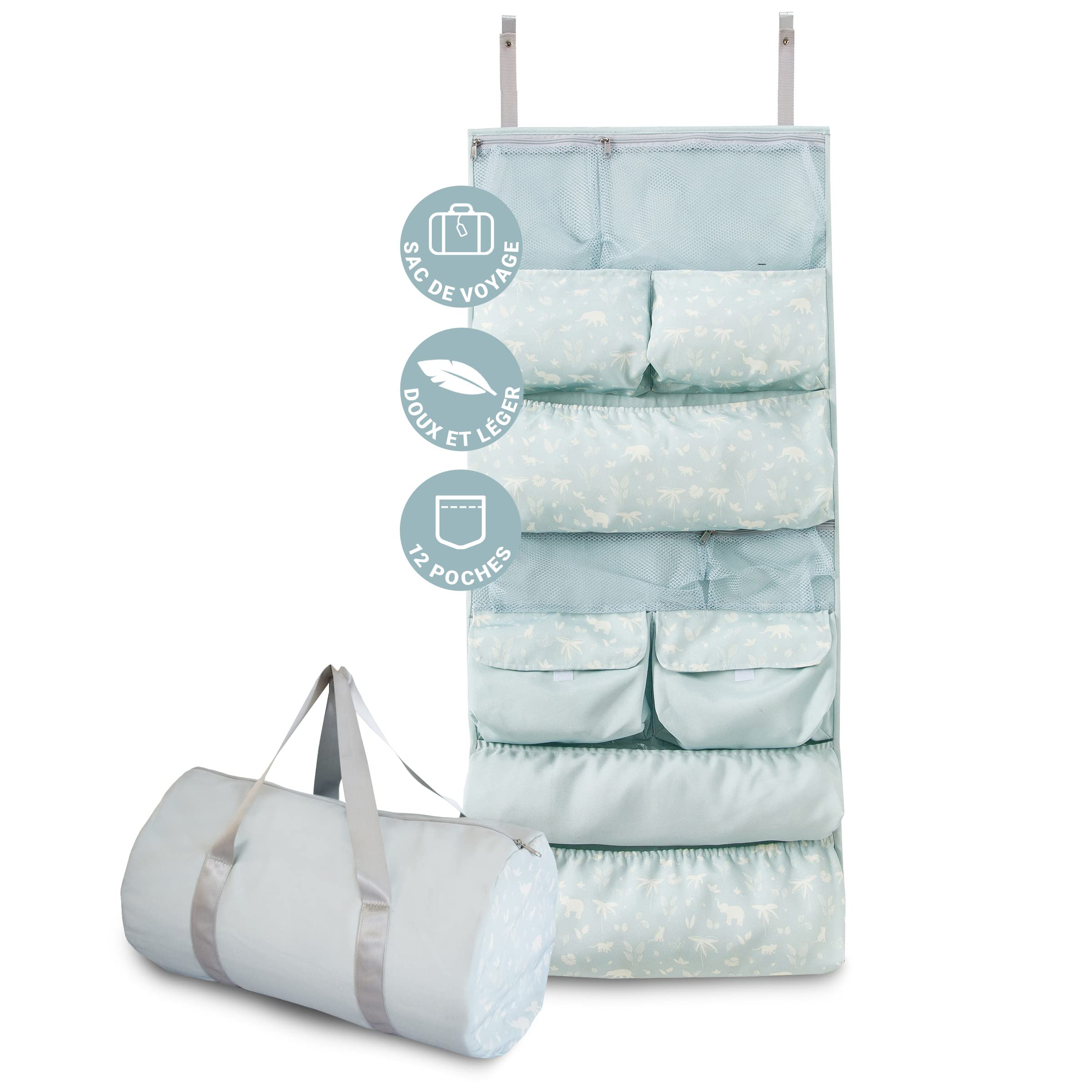 BabyToLove Sac Organisateur Roll n' Go Meilleur Sac à Langer pour bébé | Nombreuses poches | Green Tropic