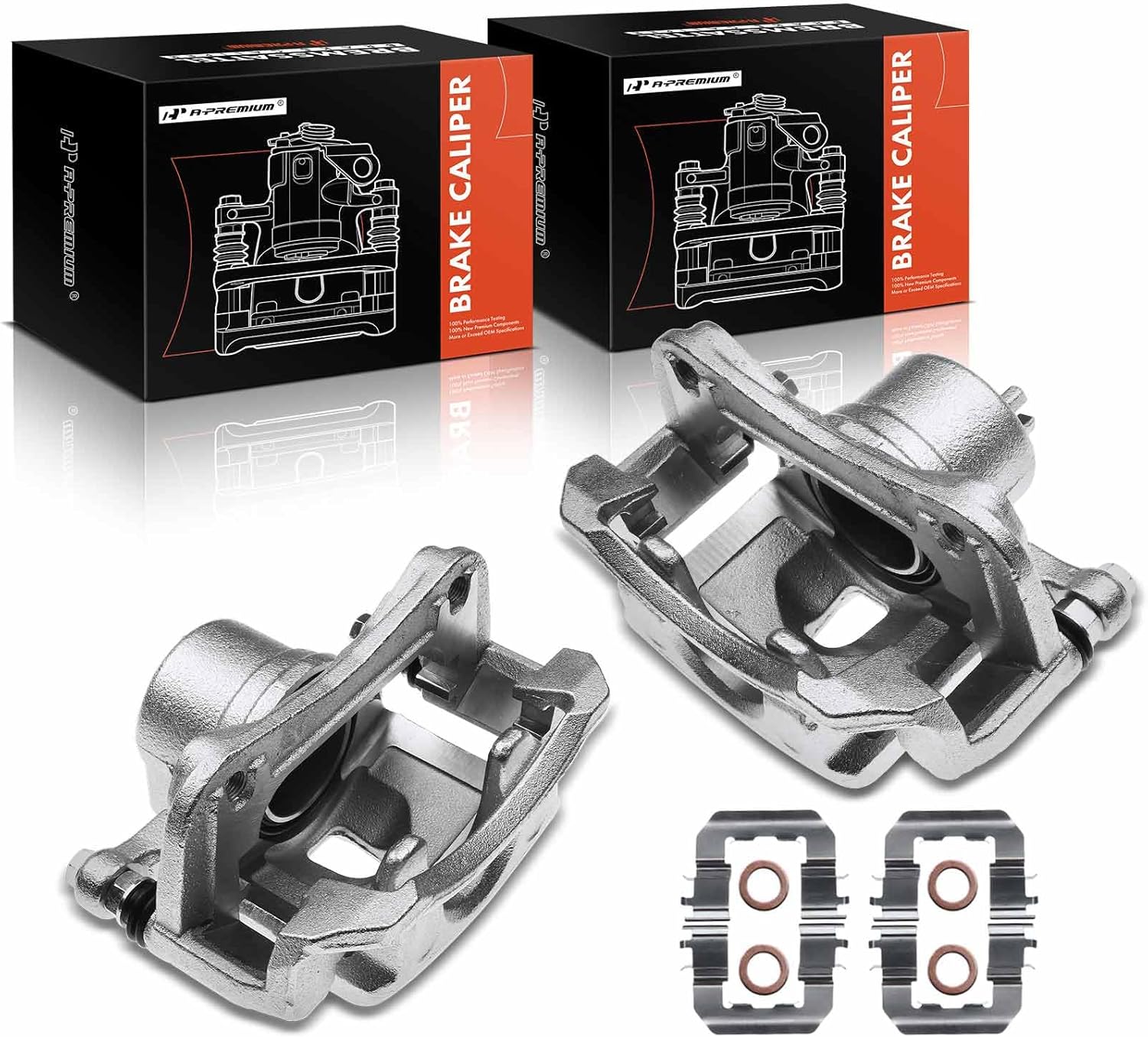 A-Premium Disc Brake Caliper Assembly with Bracket Compatible with Select Hyundai and Kia Models - Elantra GT, For Veloster, Forte, Forte Koup, Forte5 - Front Driver and Passenger Side, 2-PC Set