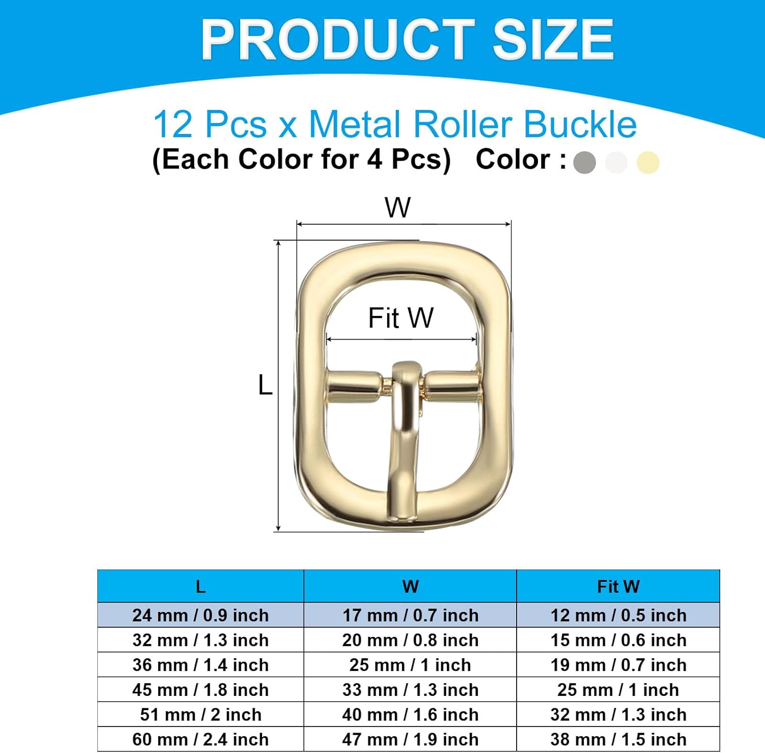 PATIKIL Single Prong Belt Buckle Metal Roller Pin Buckle Oval Center Bar Buckles for Strap Belt Purse Making Hardware - Image 2