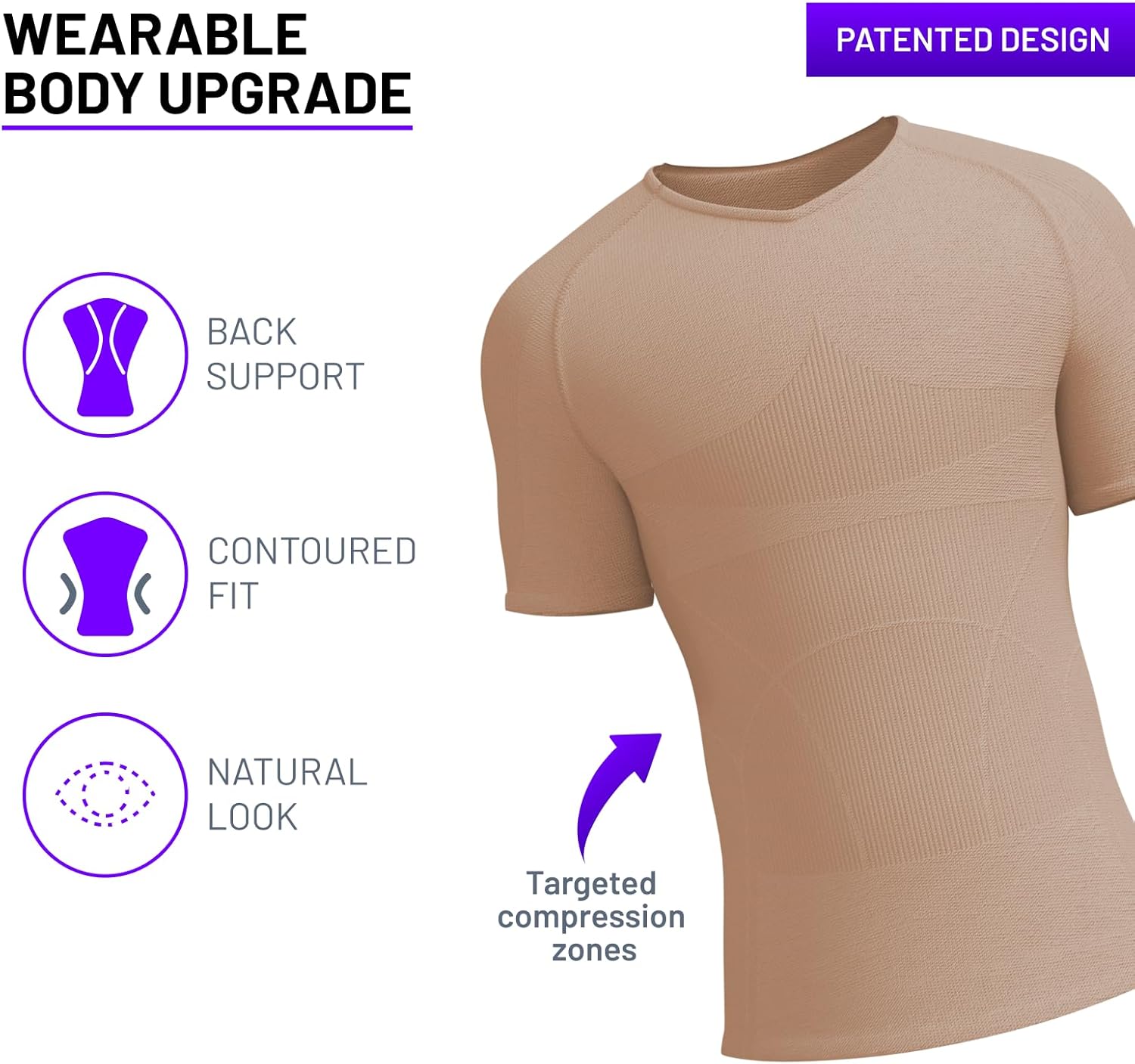 Rounderbum Men’s Compression Tech T-Shirt – Seamless Posture Support & Core Shaping Undershirt, 4 Colors - Image 5