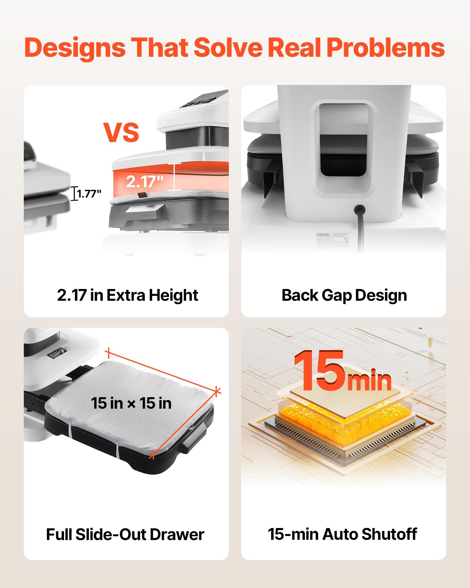 VEVOR Prensa Térmica Automática 38 x 38 cm Máquina de Sublimación Blanca | Impresión de Calor para Personalizar Camiseta Sudadera Bolsa Manta, 1400 W, Presión Ajustable, Apagado Automático, Bricolaje