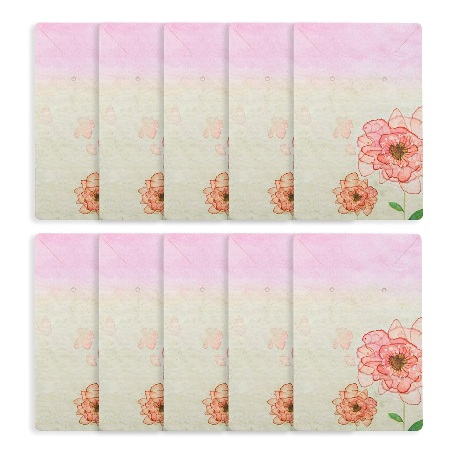 Pink Flower Necklace Card Earring Cards for Display Jewelry Display Hanging Card Hang Tag 100Pack 3.5“ x 2.4