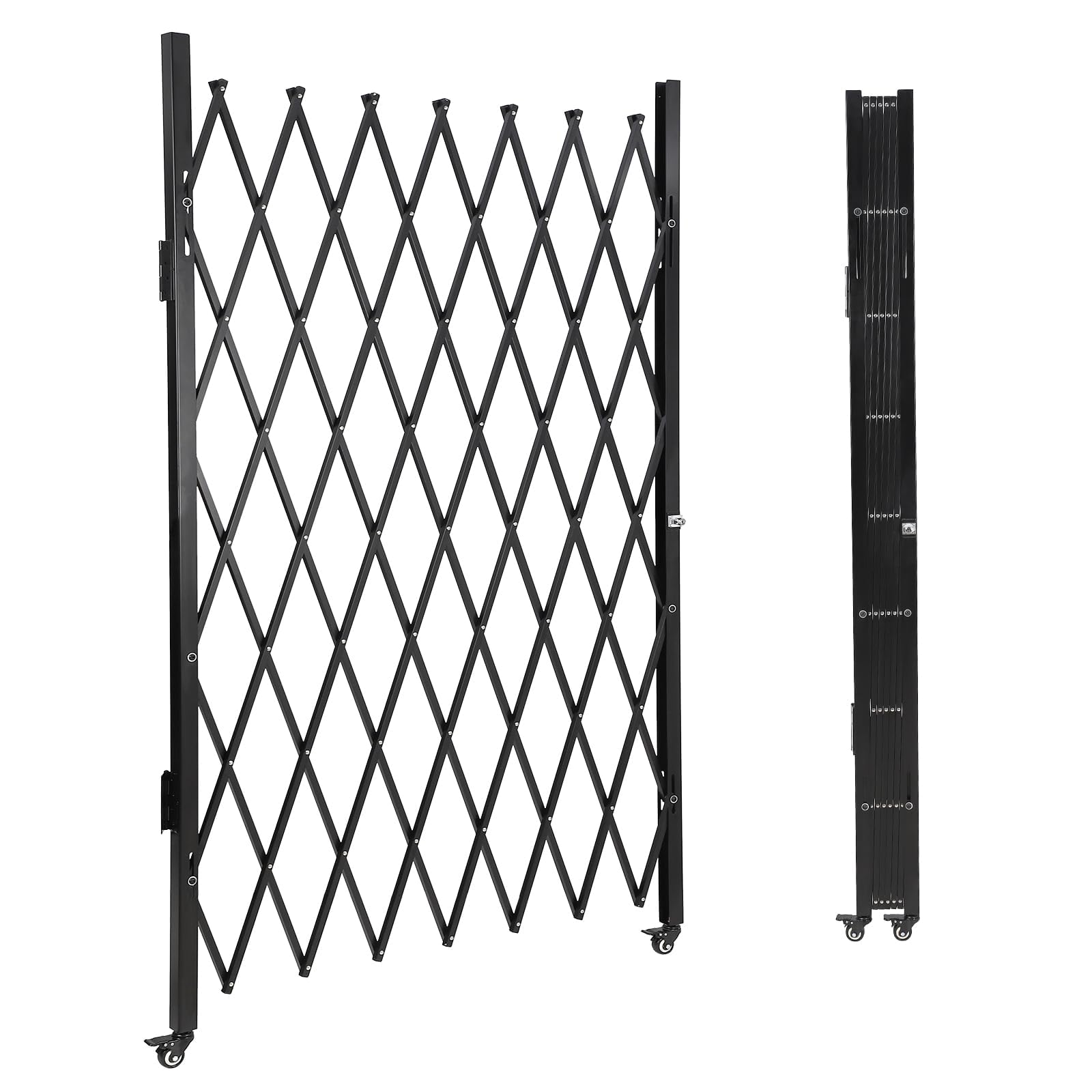 Absperrgitter Baustelle - Mobiler Hundezaun Camping, 1,9m Ausziehbares Anti-Sprungzaun (127x191cm) mit Rollen | Sicherheitstor aus Stahl, Scherentor für Garage, Schule, Garten | Ziehharmonika-Design,