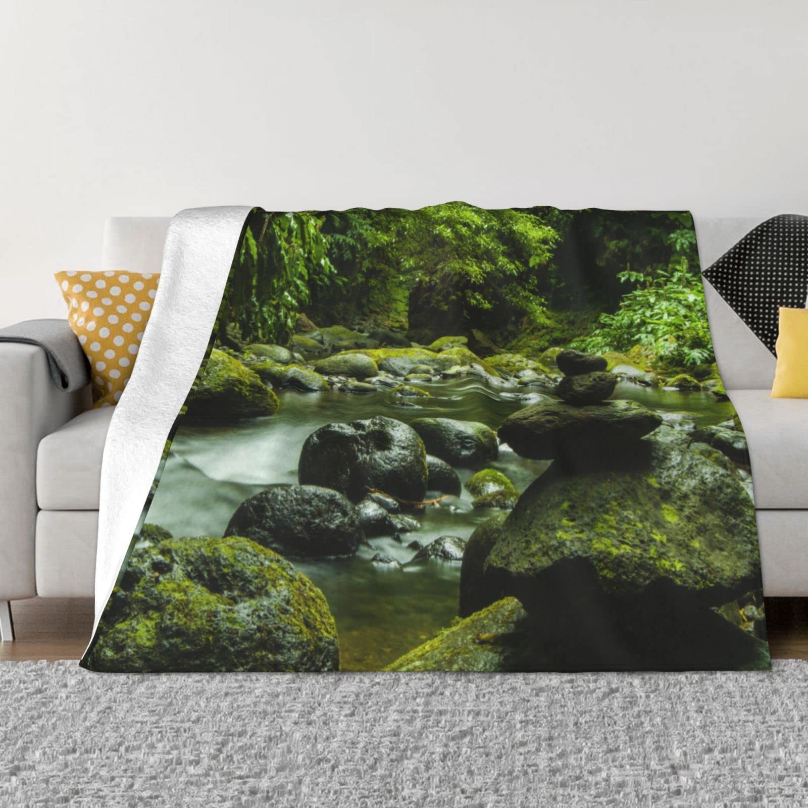 Couverture flanelle Mountain Stream plaid lit canapé ultra doux 152x127 cm