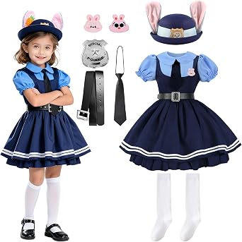 Relaehih Professional Police Officer Uniform Costume, Judy Dress Up Outfit for Christmas&Career Day
