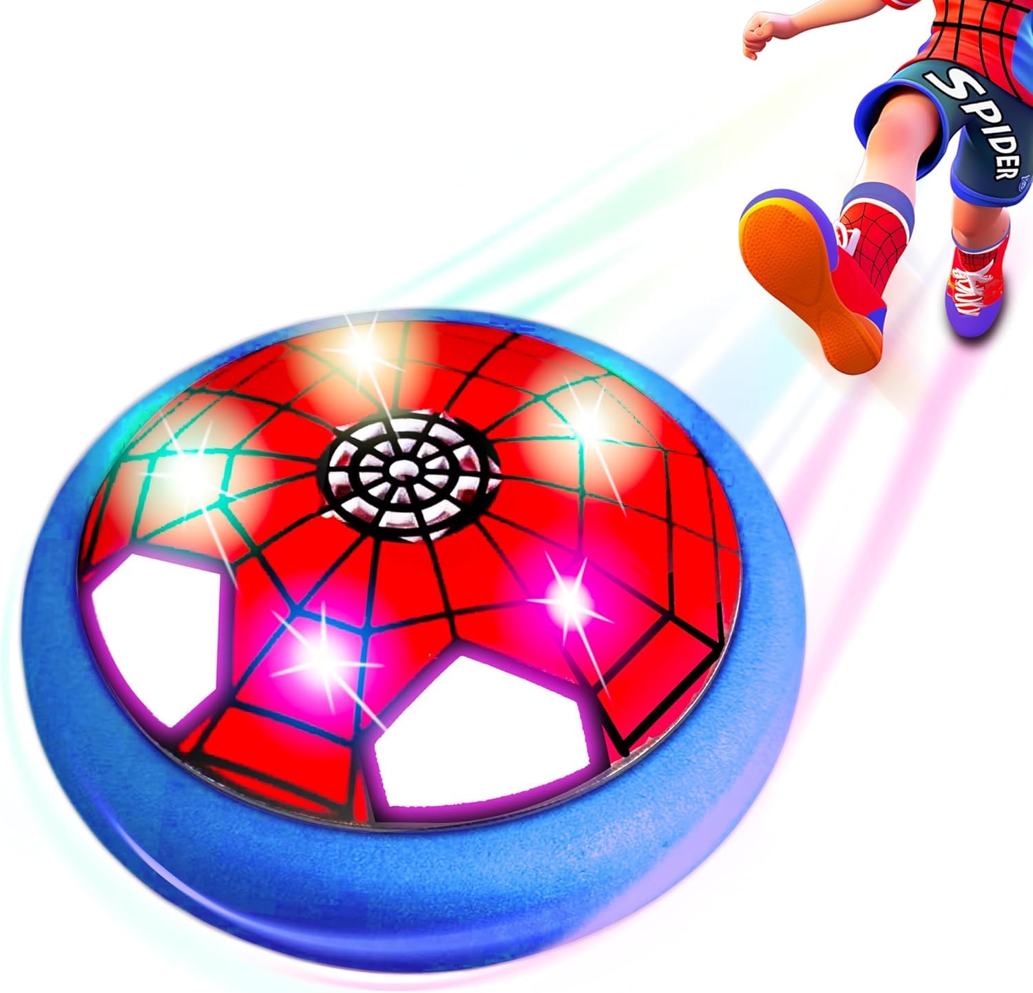 Spider Hover Football with LED lights, Spider Toys, Kids Indoor Party Games, Air Power Football Toys for Kids Ages 3 4 5 6, Birthday Gifts for Boys Girls Ages 3 4 5 6 7 8-12, School Gifts — image 1
