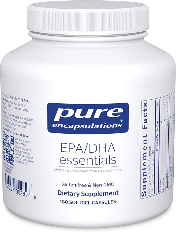 Pure Encapsulations EPA/DHA Essentials, 180 cápsulas blandas | Suplemento de concentrado de aceite de pescado para apoyar la salud cardiovascular*, suplemento premium de EPA y DHA con Omega 3