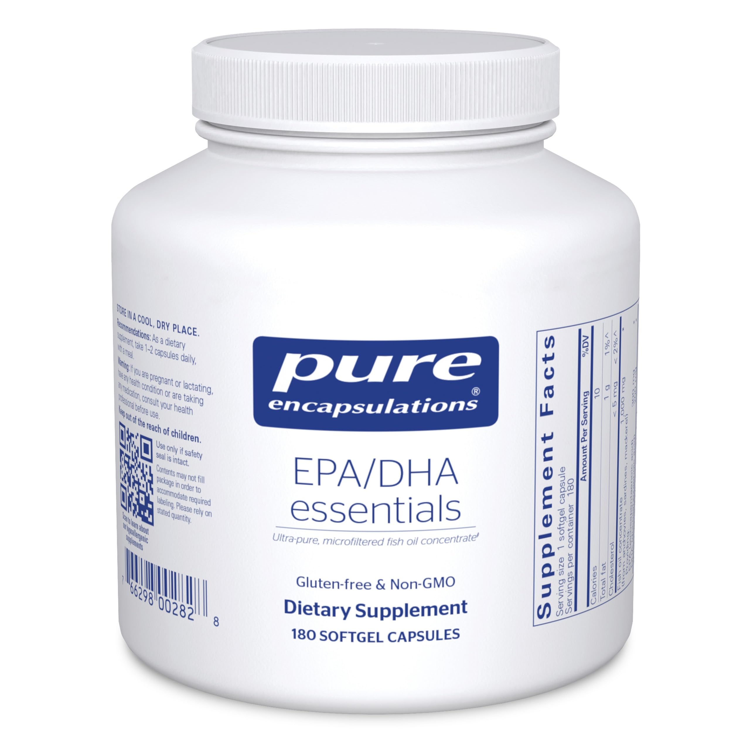 EPA/DHA Essentials - Fish Oil Concentrate Supplement to Support Cardiovascular Health - Premium EPA & DHA Supplement with Omega 3 - 180 Softgel Capsules