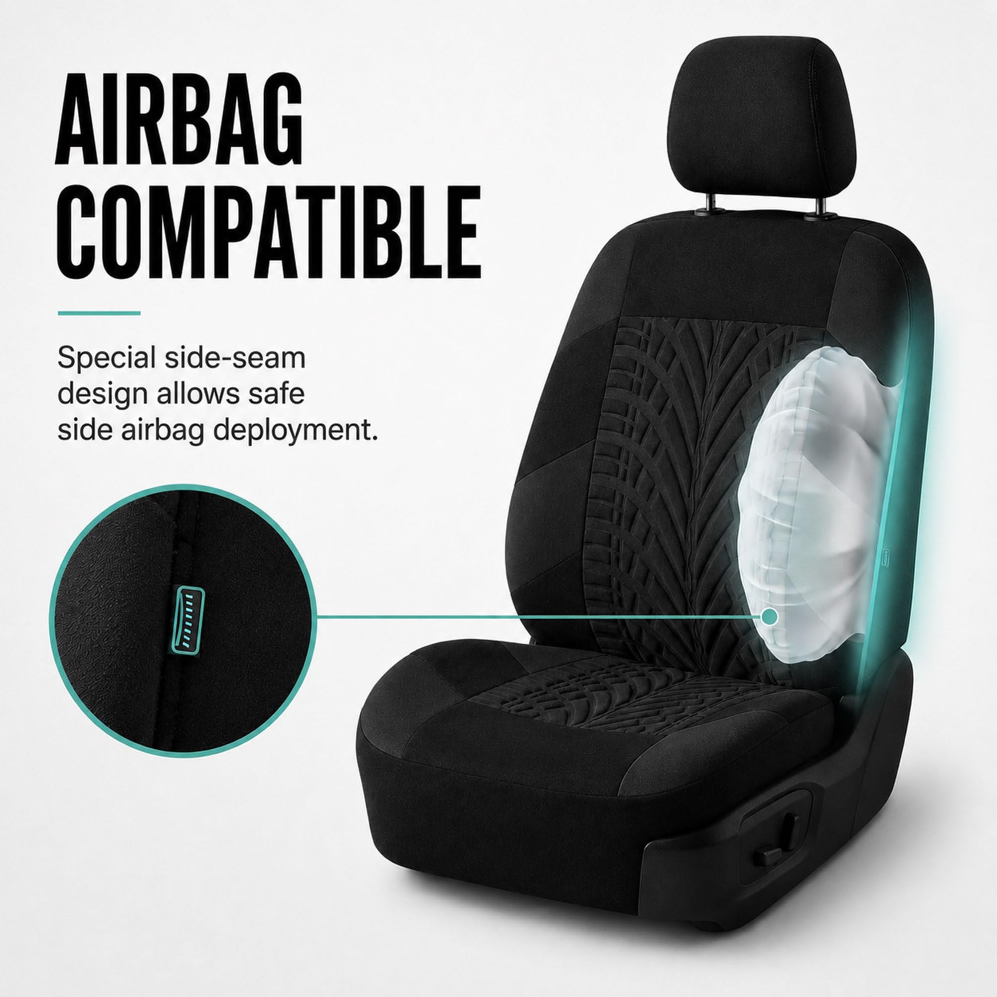 FH GROUP Set completo di coprisedili per auto, in tessuto di alta qualità, universali, coprisedili anteriori con schienale basso, compatibili con airbag, sedile posteriore diviso, lavabile, per SUV,