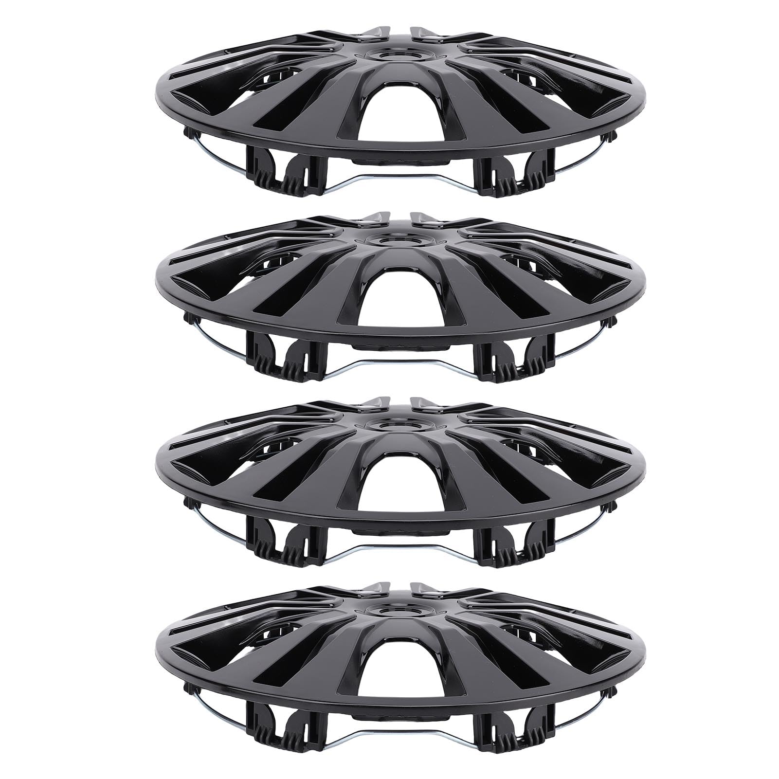 Aramox 4 szt. Kołpaki Kołpaki 16-calowe 4 Kołpaków ABS z Uniwersalnym Dopasowaniem (BLACK)