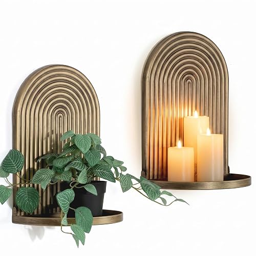 3D Arch Metal Wall Candle Sconces Set of 2 with