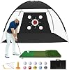 Golf Net, 10x7FT with Golf Practice Mat, Hitting Aid Nets for Backyard Driving Chipping Training Aid with Targets Outdoor or Indoor,Training Driving Chipping Swing, Gifts for Men/Him/Dad/Golfer