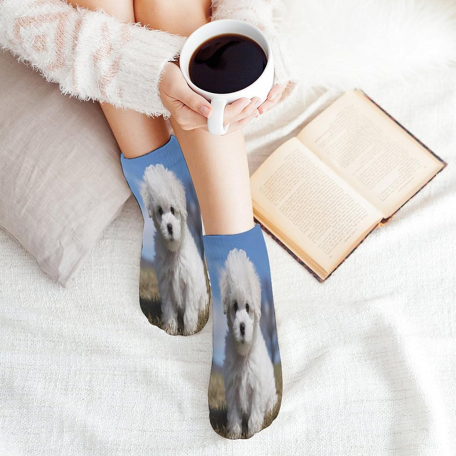 Women's Thin Elastic Socks Low-top Sports Invisible Bichon Frise Dog Printed Ankle Socks 5 Pairs Suitable for Travel Commuting Outdoor