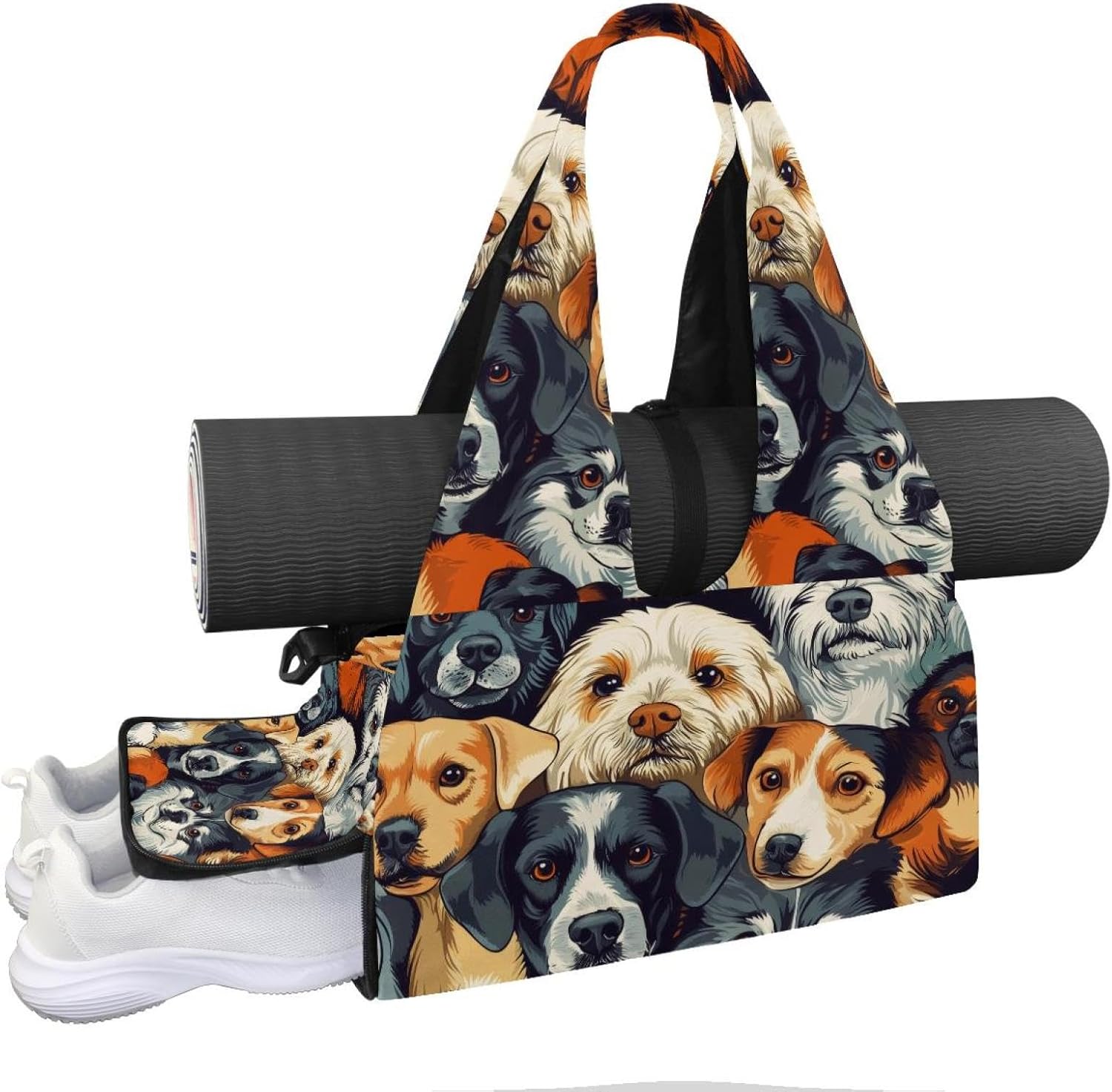 Yoga Mat Bag, Gym Workout Bag with Shoe Compartment, Spring Tulip Boots Hydrangea Pilates Bag for Women, Quick Access Storage Yoga Tote Bag for Sports Travel Office