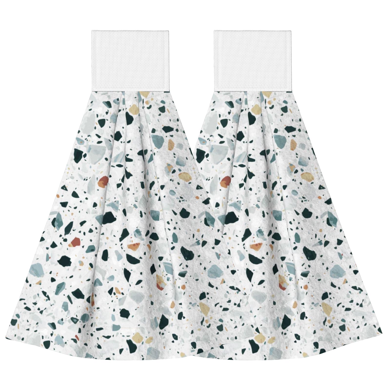 YINFILAN Hanging Kitchen Towels with Loop Set of 2 Classic Italian Floor Venetian Natural Drying Hand Tie Towel Soft Vintage Dish Cloth Tea Towels for