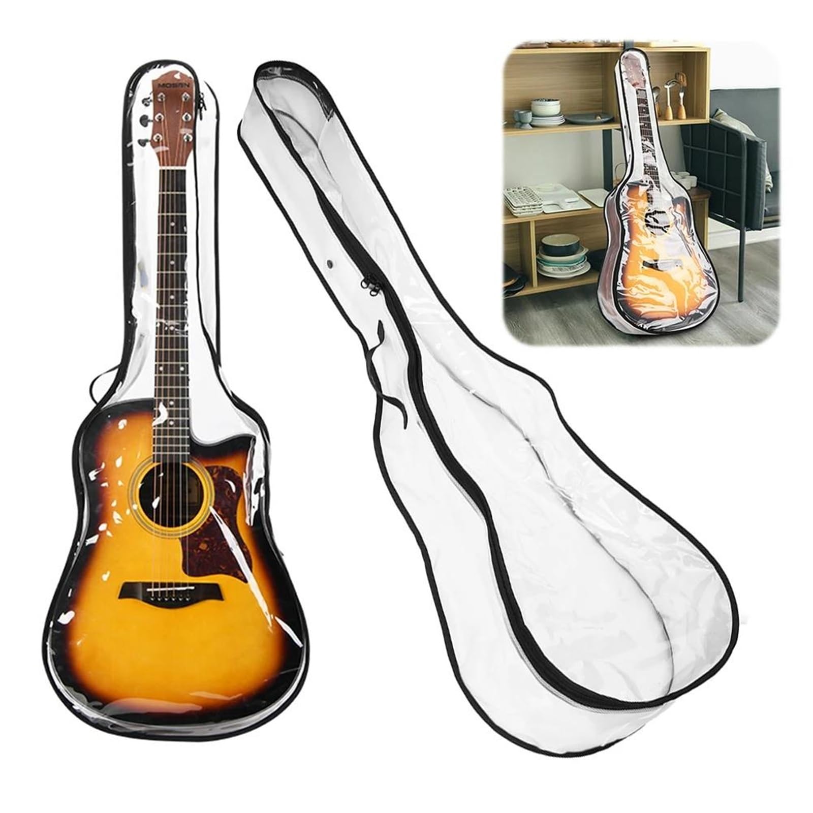 Pokrowiec Przeciwkurzowy Na Gitarę Elektryczną Pogrubiony Miękki Przezroczysty Instrument Zestaw Budowy Gitary