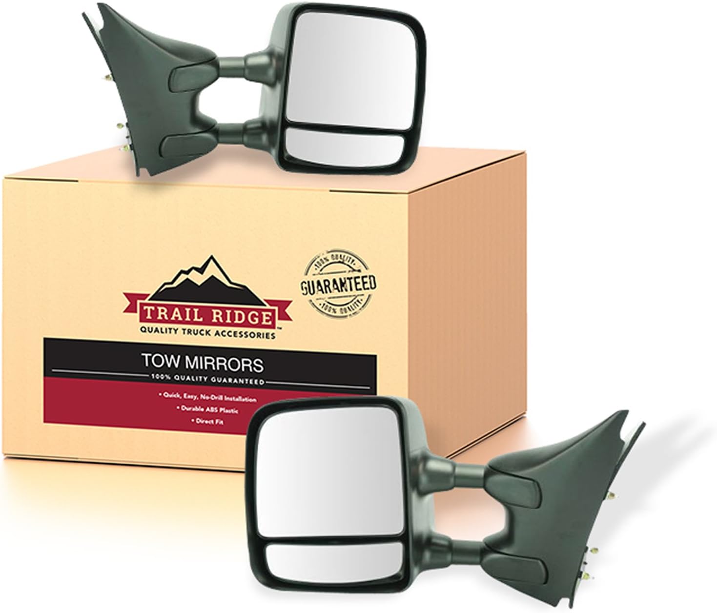 Trail Ridge Driver and Passenger Side Mirror Assembly Set Manual Foldaway Textured Black Towing Telescoping Compatible with 05-18 Nissan Frontier 05-12 Pathfinder 05-15 Xterra 09-12 Suzuki Equator