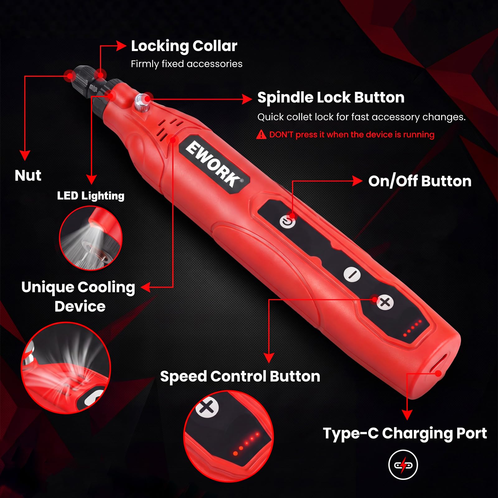 EWORK Mini utensile rotante senza fili