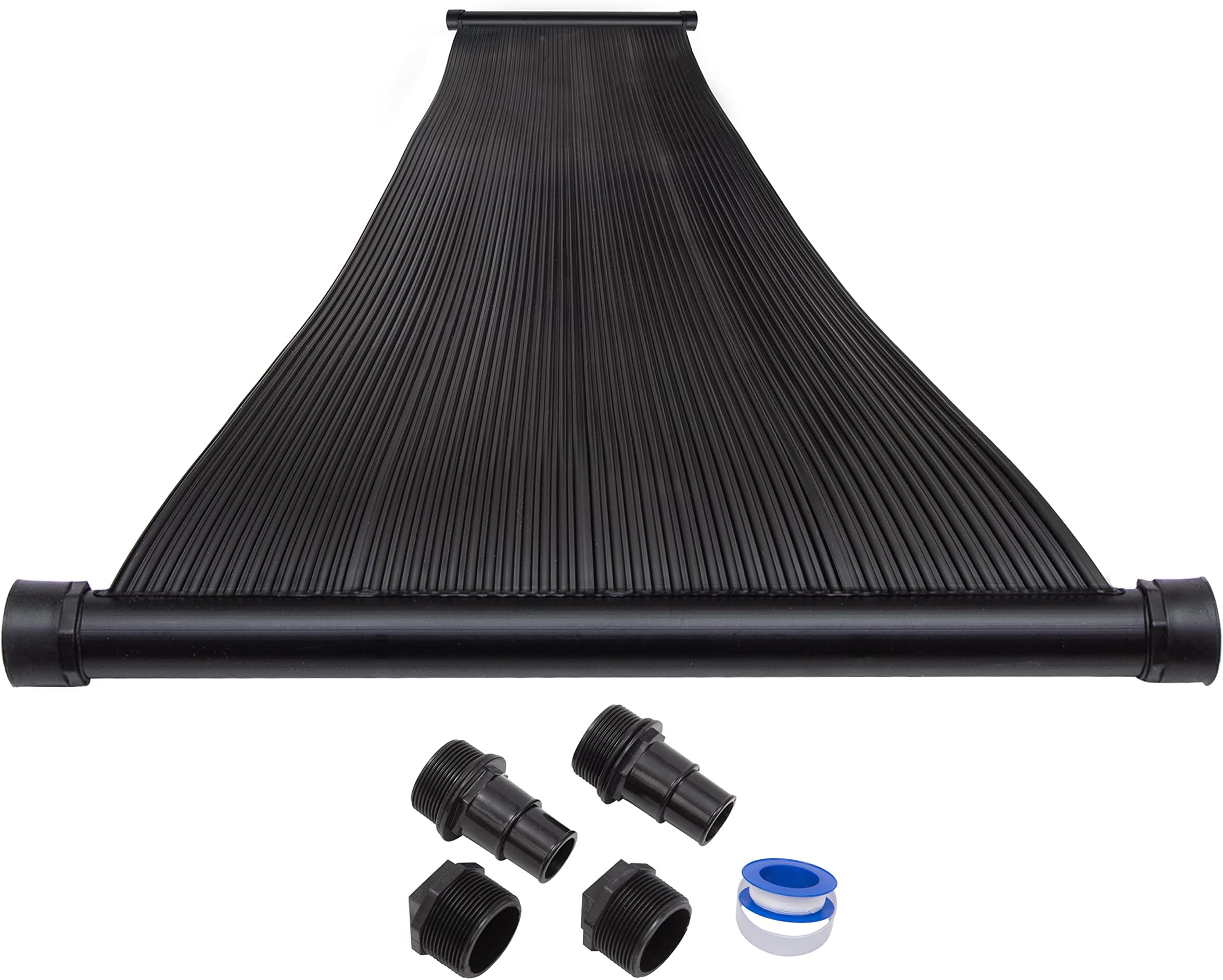 SunQuest Economy Pool Heater Panel - 1 (2ft x 12ft) Collector w/Hose adaptors - Solar Water Heater for Above Ground & Seasonal Pools - DIY-Tube on Web Design-UV Resistant