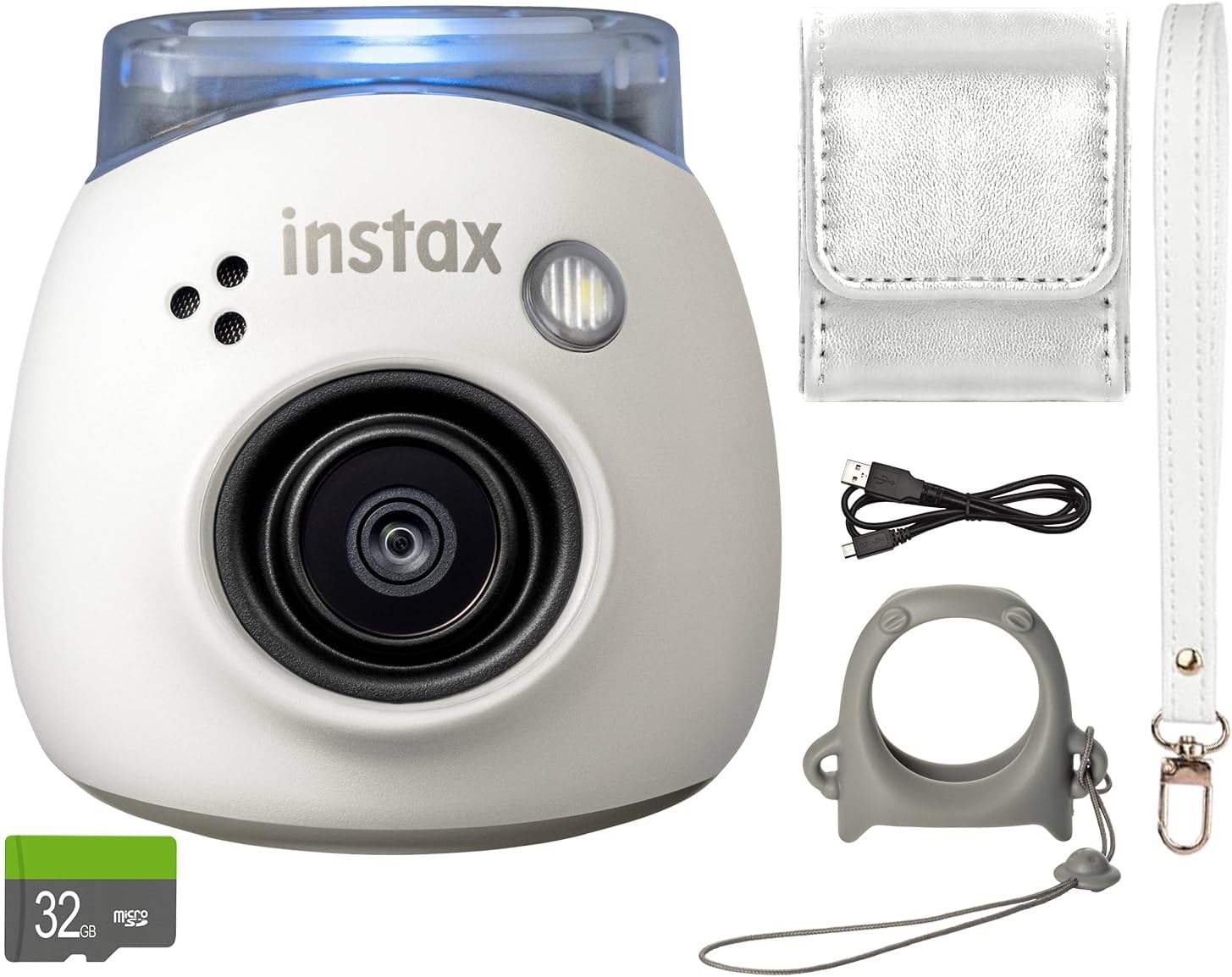 FUJIFILM INSTAX PAL Fuji Digital Camera Milky White + Custom Case & 32gb Memory Card Accessory Bundle