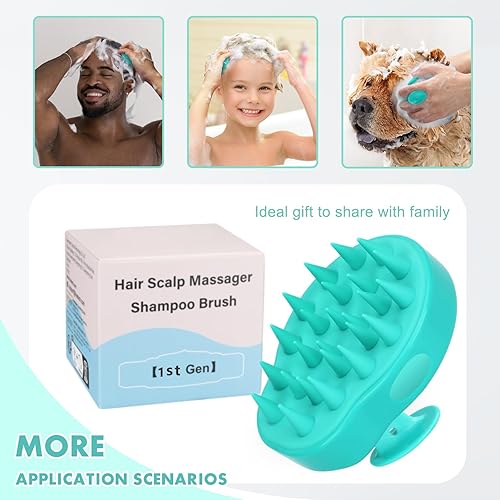 Miniatura 7 de FREATECH - Cepillo de champú para el cuero cabelludo con cerdas de silicona suaves y flexibles para el cuidado del cabello y la relajación de la