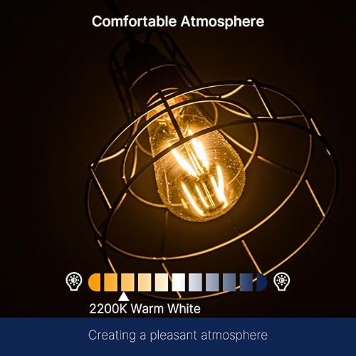 Miniatura 5 de FLSNT Bombillas LED Edison equivalentes a 100 W, bombillas LED vintage regulables ST19, 2450 K, blanco cálido, 8 W, 900 lm, base E26, vidrio ámbar,